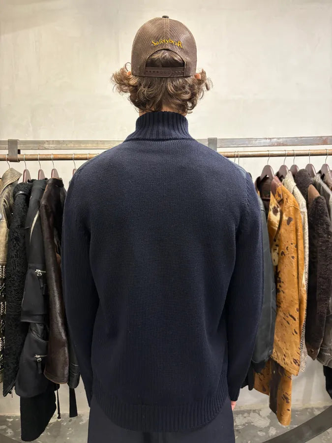 2000s Prada Navy Quilted Zip-up Wool Sweater (L) lEHyjmQ 2