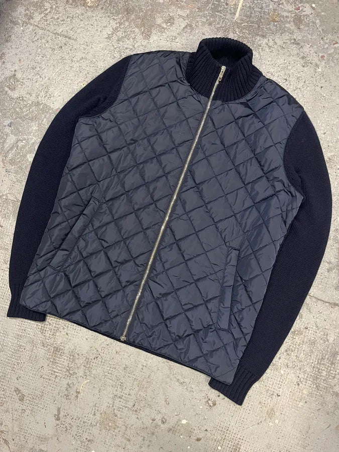 2000s Prada Navy Quilted Zip-up Wool Sweater (L) lEHyjmQ 3