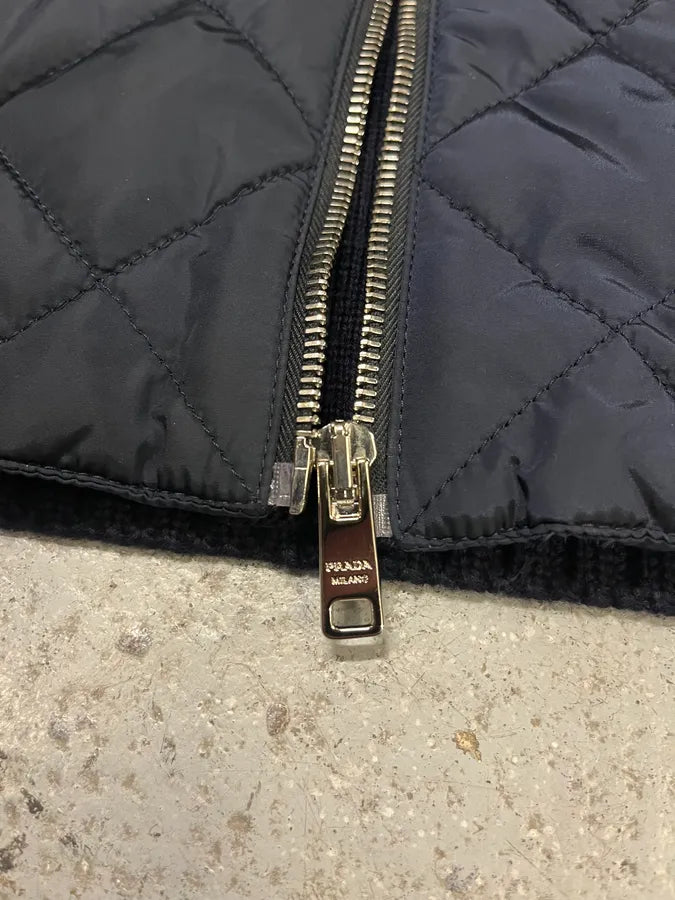 2000s Prada Navy Quilted Zip-up Wool Sweater (L) lEHyjmQ 7