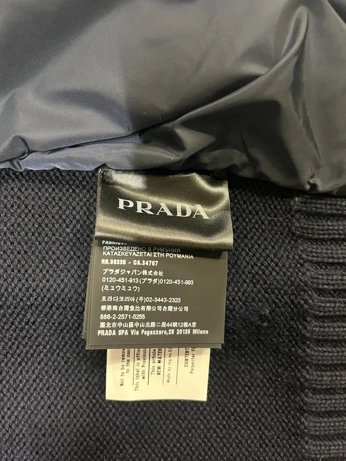 2000s Prada Navy Quilted Zip-up Wool Sweater (L) lEHyjmQ 9