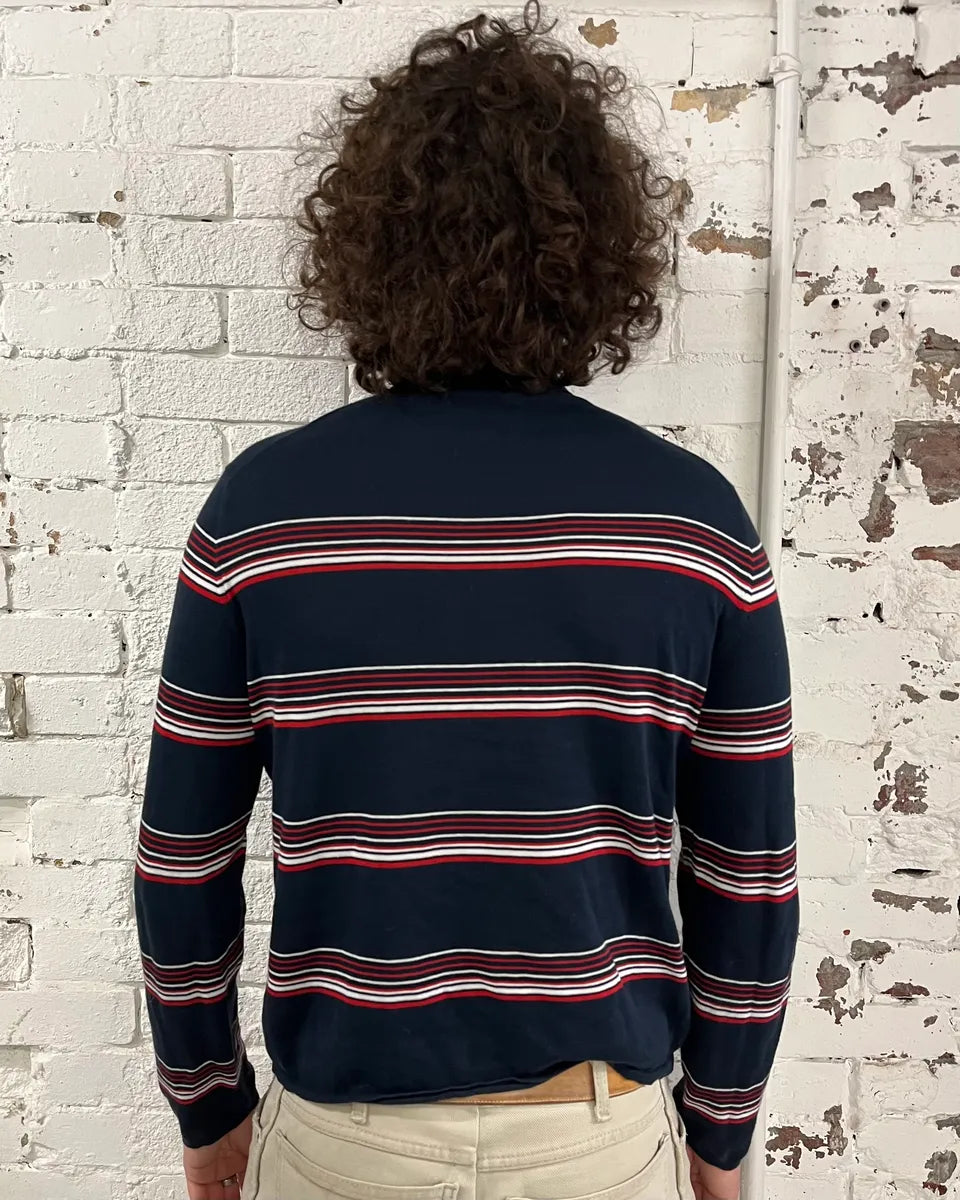 2000s Prada Navy Red & White Striped Polo SWnoPuP 2