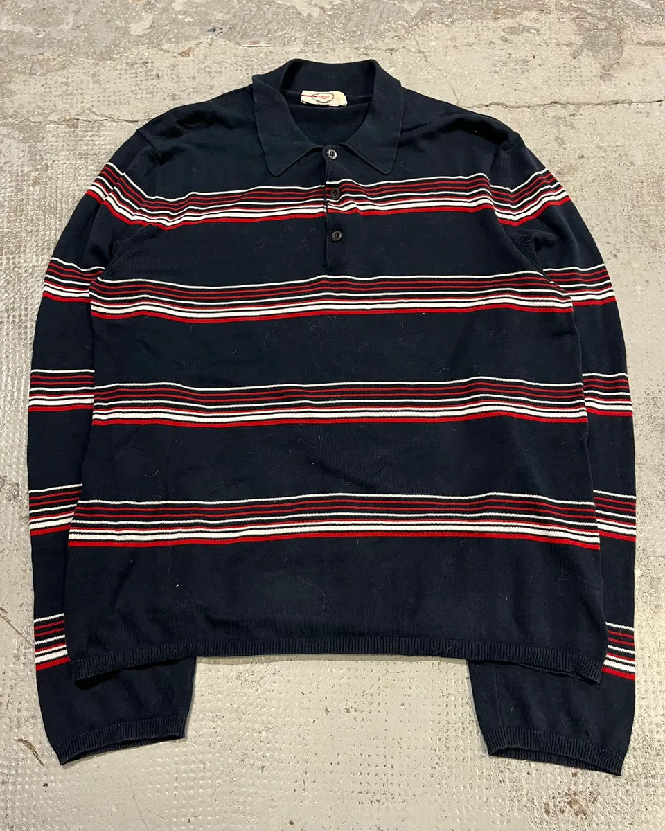 2000s Prada Navy Red & White Striped Polo SWnoPuP 3