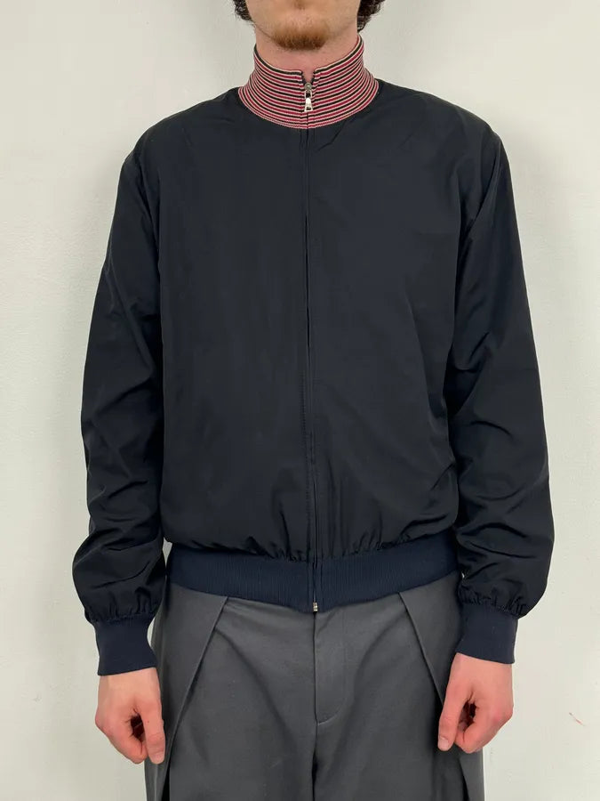 2000s Prada Navy Reversible Striped Nylon Jacket dYORdxa 2