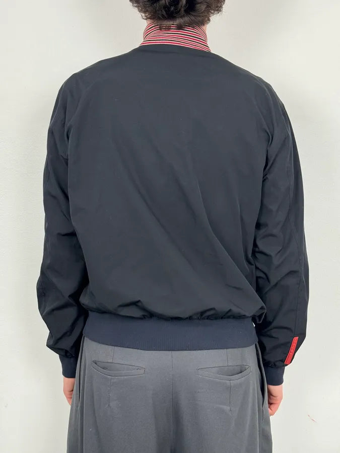 2000s Prada Navy Reversible Striped Nylon Jacket dYORdxa 4