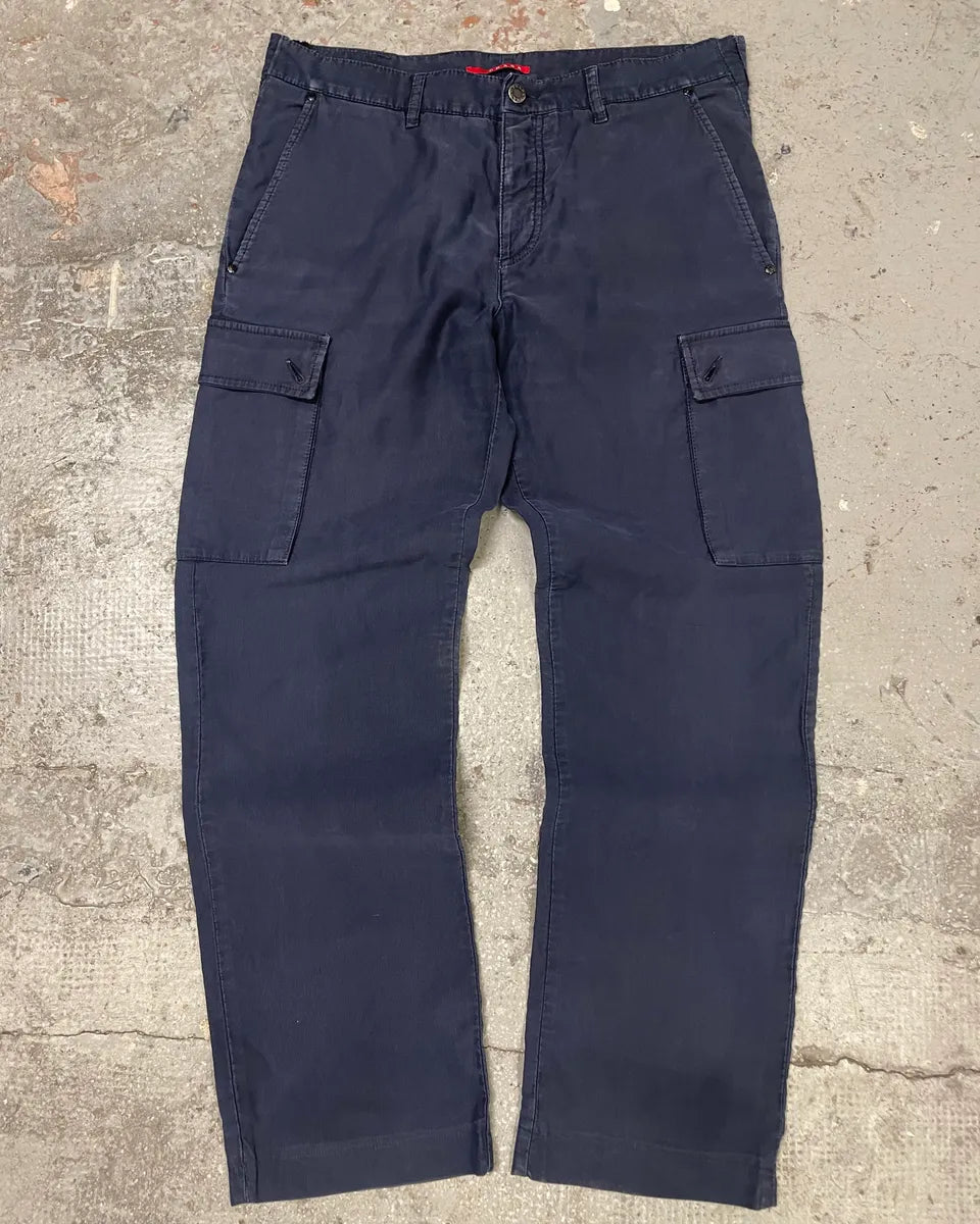AW2006 Prada Navy Straight Relaxed Cargo Pants (L) 0
