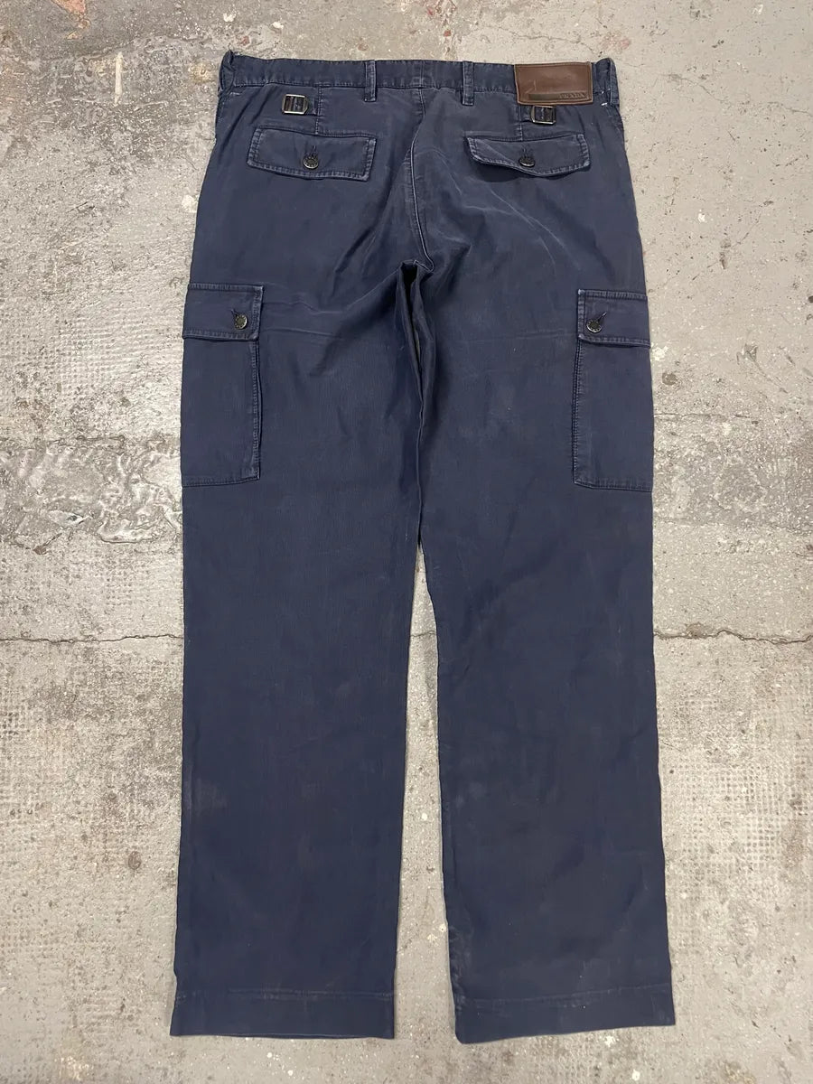 AW2006 Prada Navy Straight Relaxed Cargo Pants (L) 4
