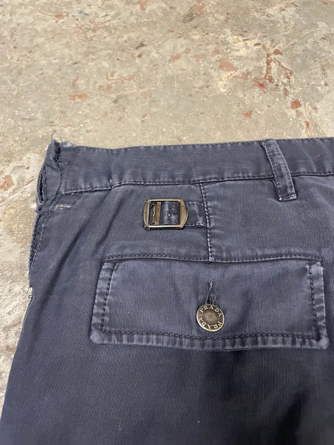 AW2006 Prada Navy Straight Relaxed Cargo Pants (L) 6