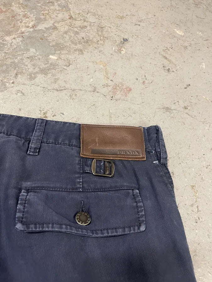 AW2006 Prada Navy Straight Relaxed Cargo Pants (L) 7