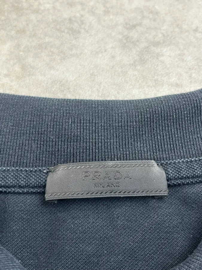 SS2014 Prada Dark Navy Striped Collar Polo QUwGqGV 7