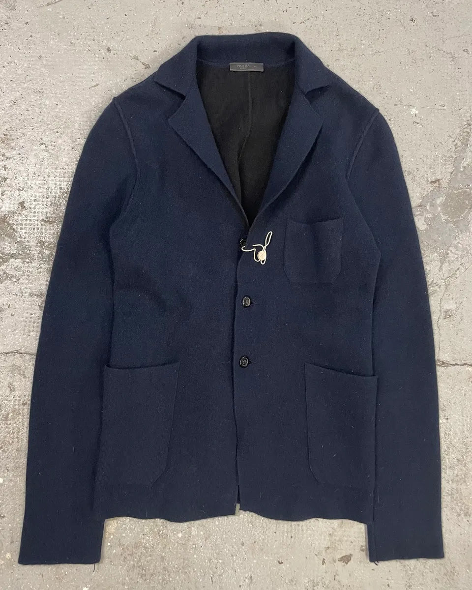 2000s Prada Navy Wool & Cashmere Blazer (M) 0