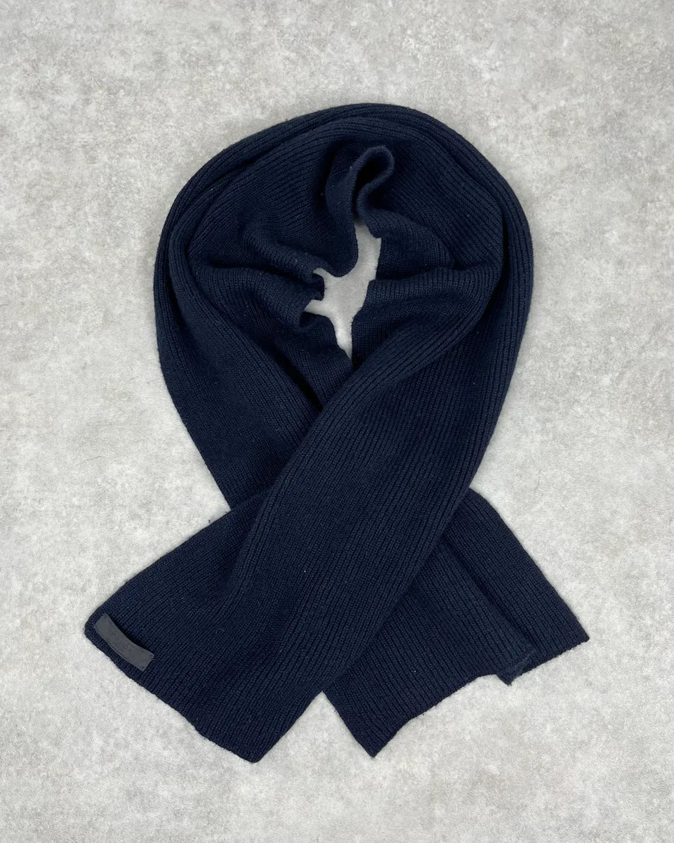 2000s Prada Navy Wool Minimalist Scarf vaxcXZr 0