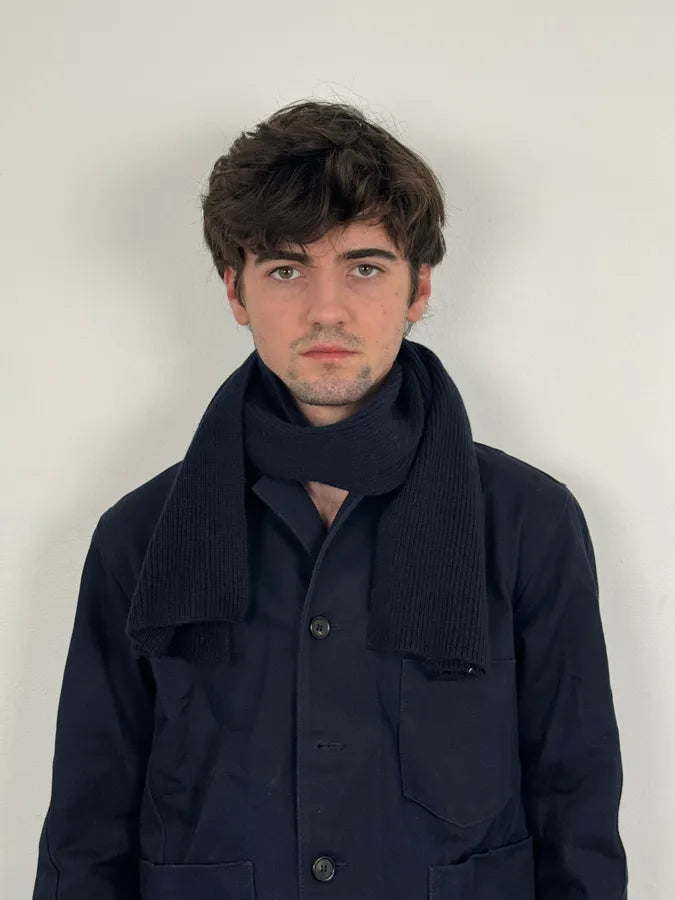 2000s Prada Navy Wool Minimalist Scarf vaxcXZr 1