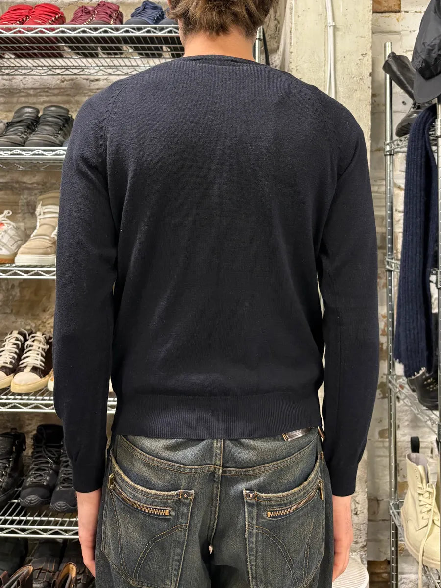 2000s Prada Navy Wool Minimalist Sweater (S) YuGeIOp 2