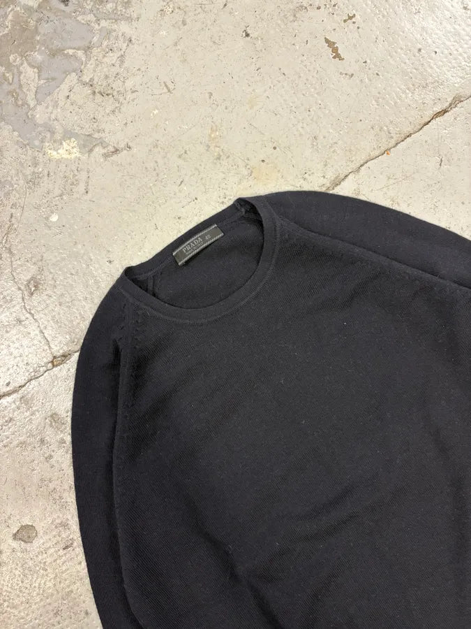 2000s Prada Navy Wool Minimalist Sweater (S) YuGeIOp 4