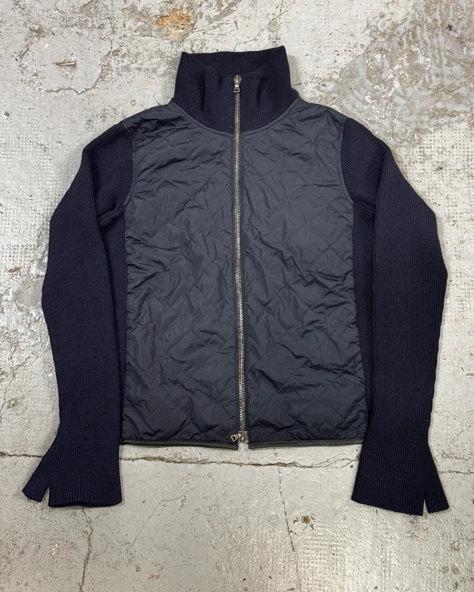 2000s Prada Navy Wool Quilted Front Zip-up Jacket yTdUmWS 0