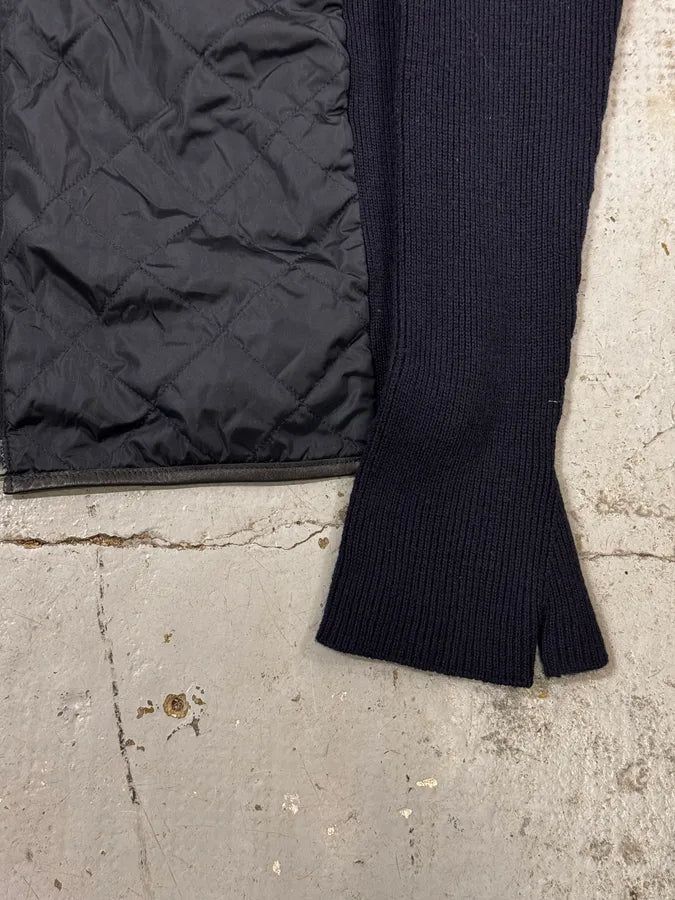 2000s Prada Navy Wool Quilted Front Zip-up Jacket yTdUmWS 7