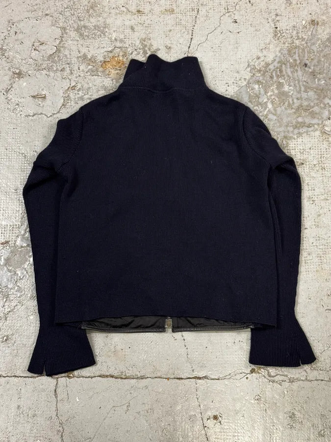 2000s Prada Navy Wool Quilted Front Zip-up Jacket yTdUmWS 3