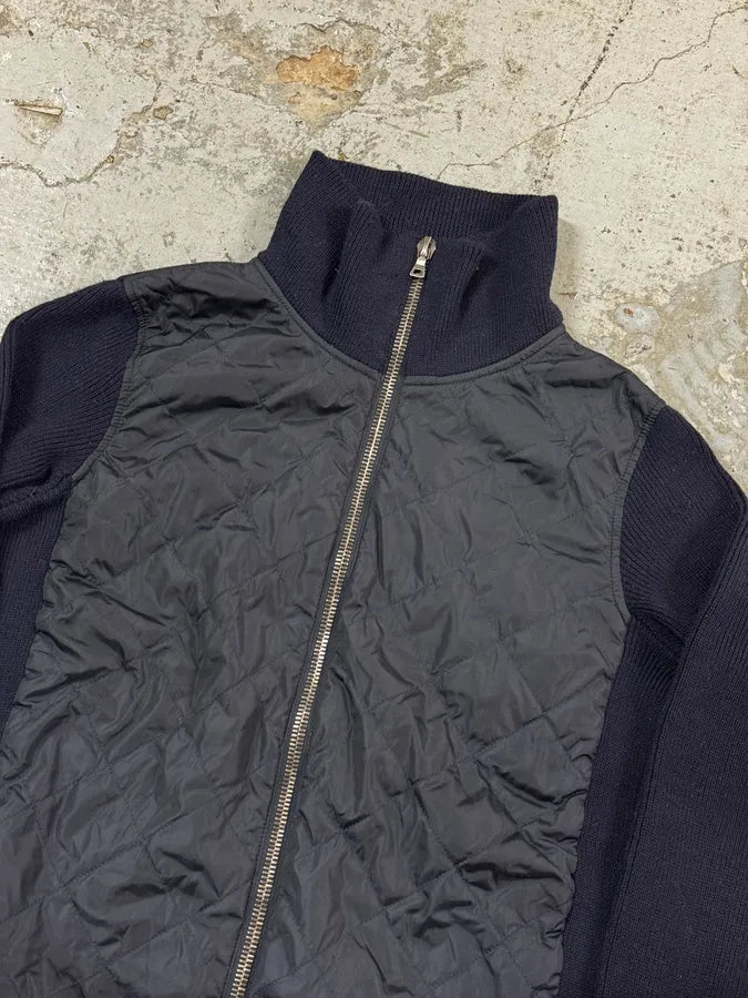 2000s Prada Navy Wool Quilted Front Zip-up Jacket yTdUmWS 4