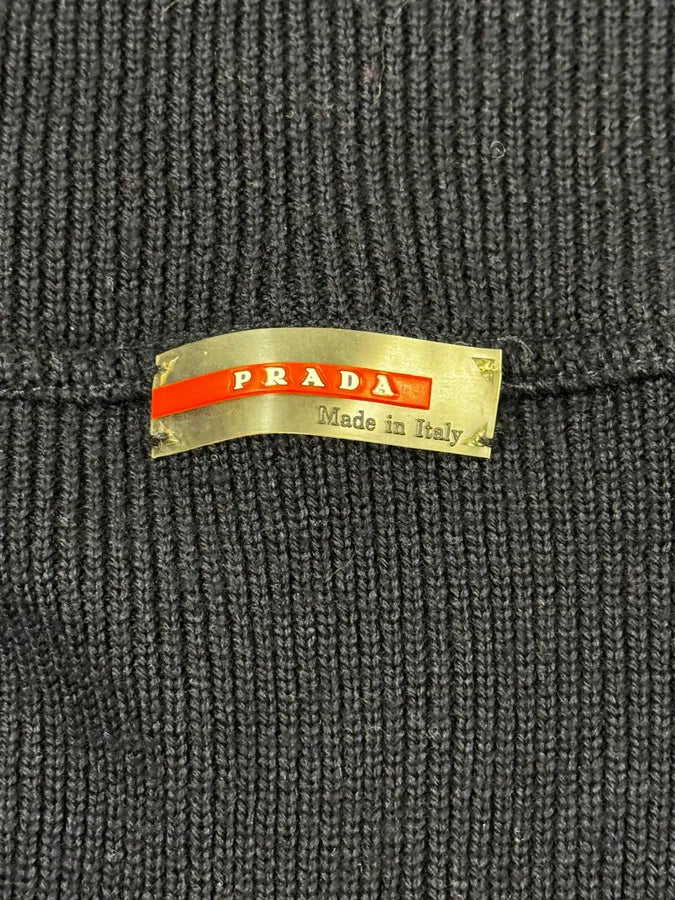 2000s Prada Navy Wool Quilted Front Zip-up Jacket yTdUmWS 9