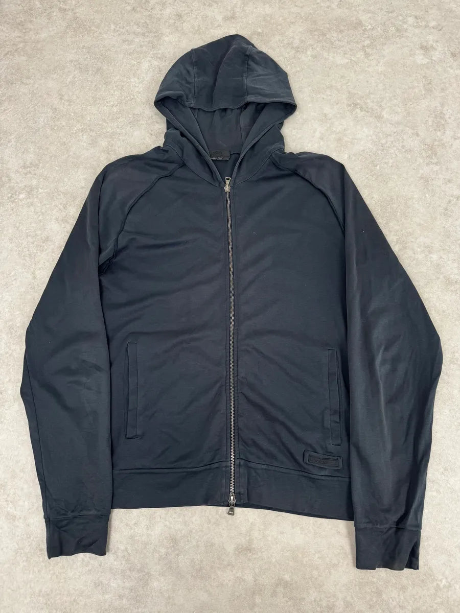 2000s Prada Navy Zip Up Hooded Sweater nWkjCYC 0