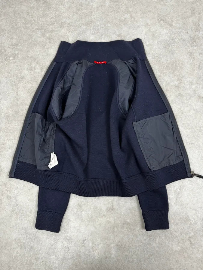 2000s Prada Navy Zip-up Wool Sweater wTYLlIh 7