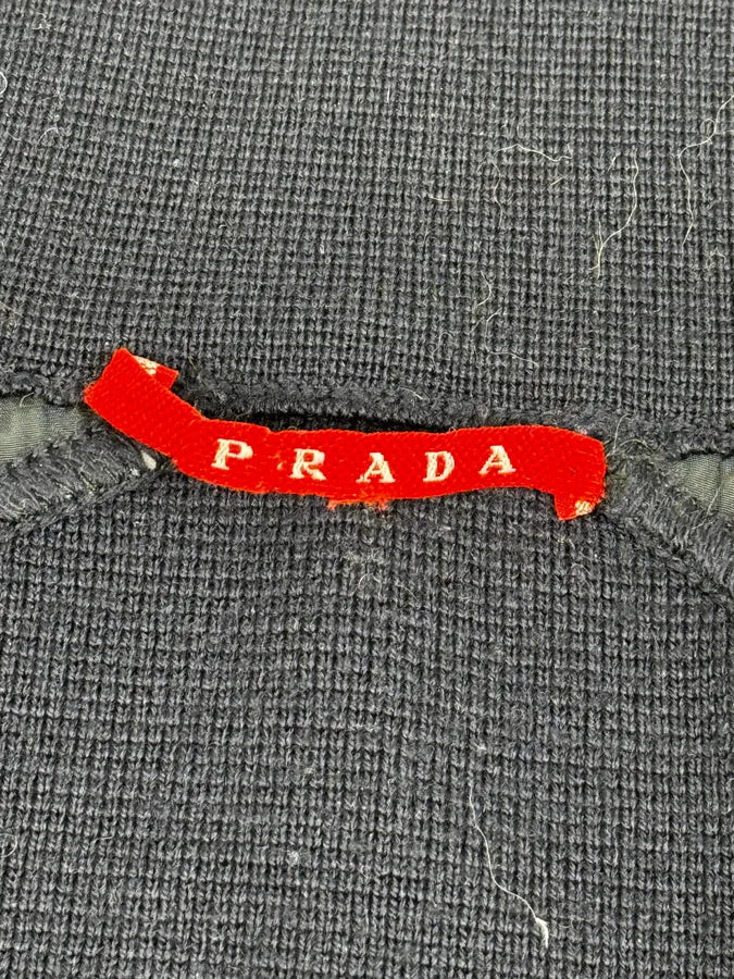 2000s Prada Navy Zip-up Wool Sweater wTYLlIh 11