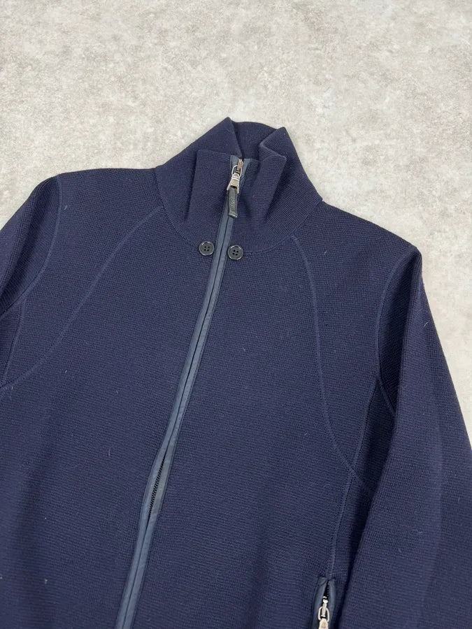 2000s Prada Navy Zip-up Wool Sweater wTYLlIh 5