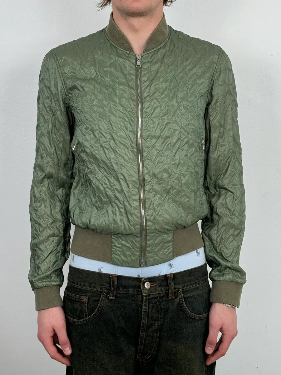 2000s Prada Nylon Green Light Bomber Jacket RUjdjrG 1