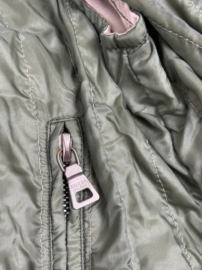 2000s Prada Nylon Green Light Bomber Jacket RUjdjrG 10