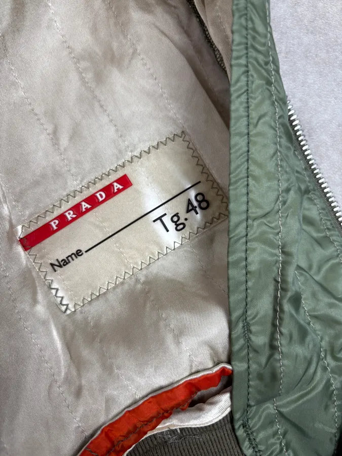 2000s Prada Nylon Green Light Bomber Jacket RUjdjrG 11