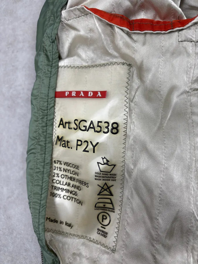 2000s Prada Nylon Green Light Bomber Jacket RUjdjrG 12