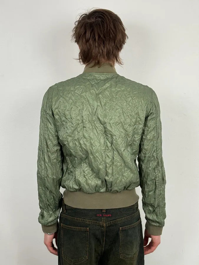 2000s Prada Nylon Green Light Bomber Jacket RUjdjrG 2