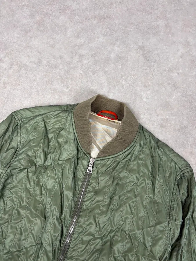 2000s Prada Nylon Green Light Bomber Jacket RUjdjrG 3