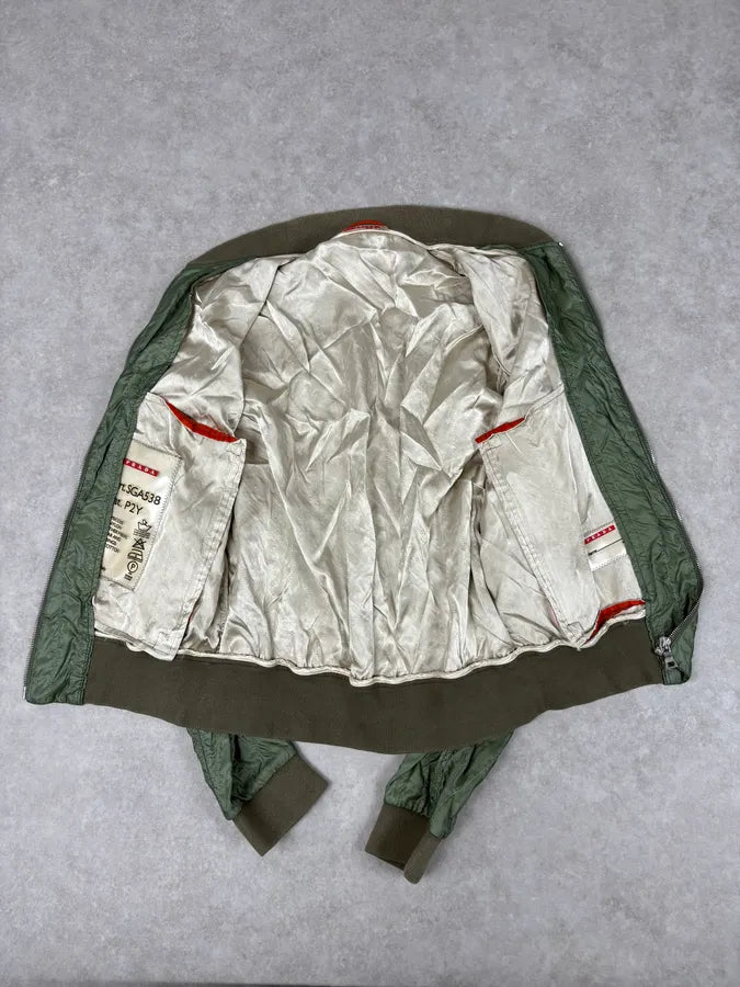 2000s Prada Nylon Green Light Bomber Jacket RUjdjrG 7
