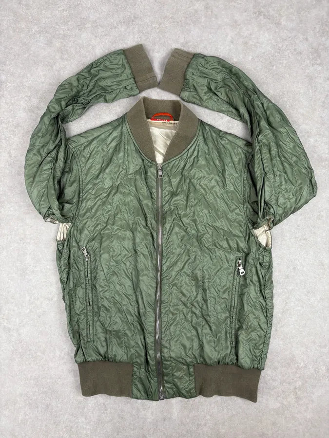 2000s Prada Nylon Green Light Bomber Jacket RUjdjrG 8