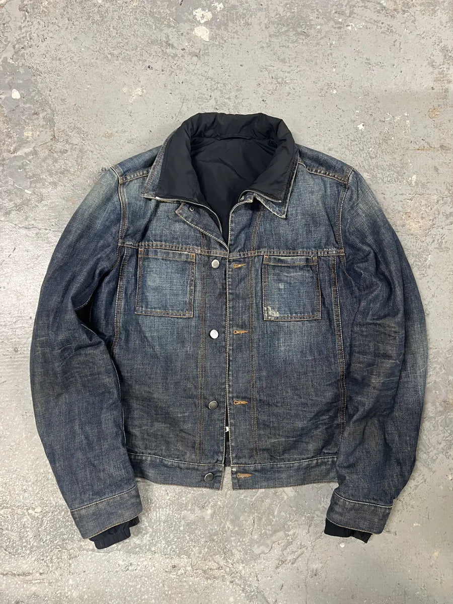 2000s Prada Nylon Lining Denim Jacket (L) 2