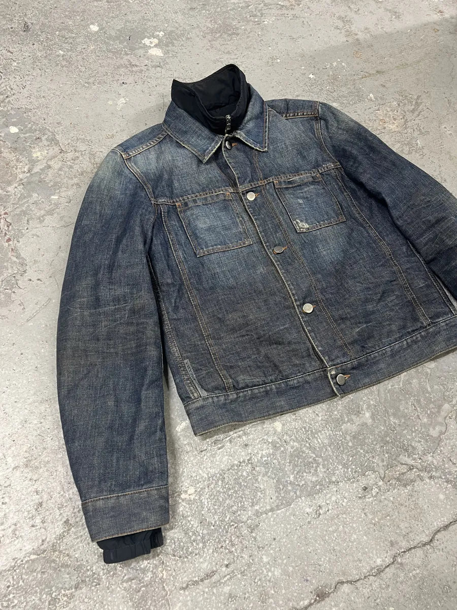 2000s Prada Nylon Lining Denim Jacket (L) 3