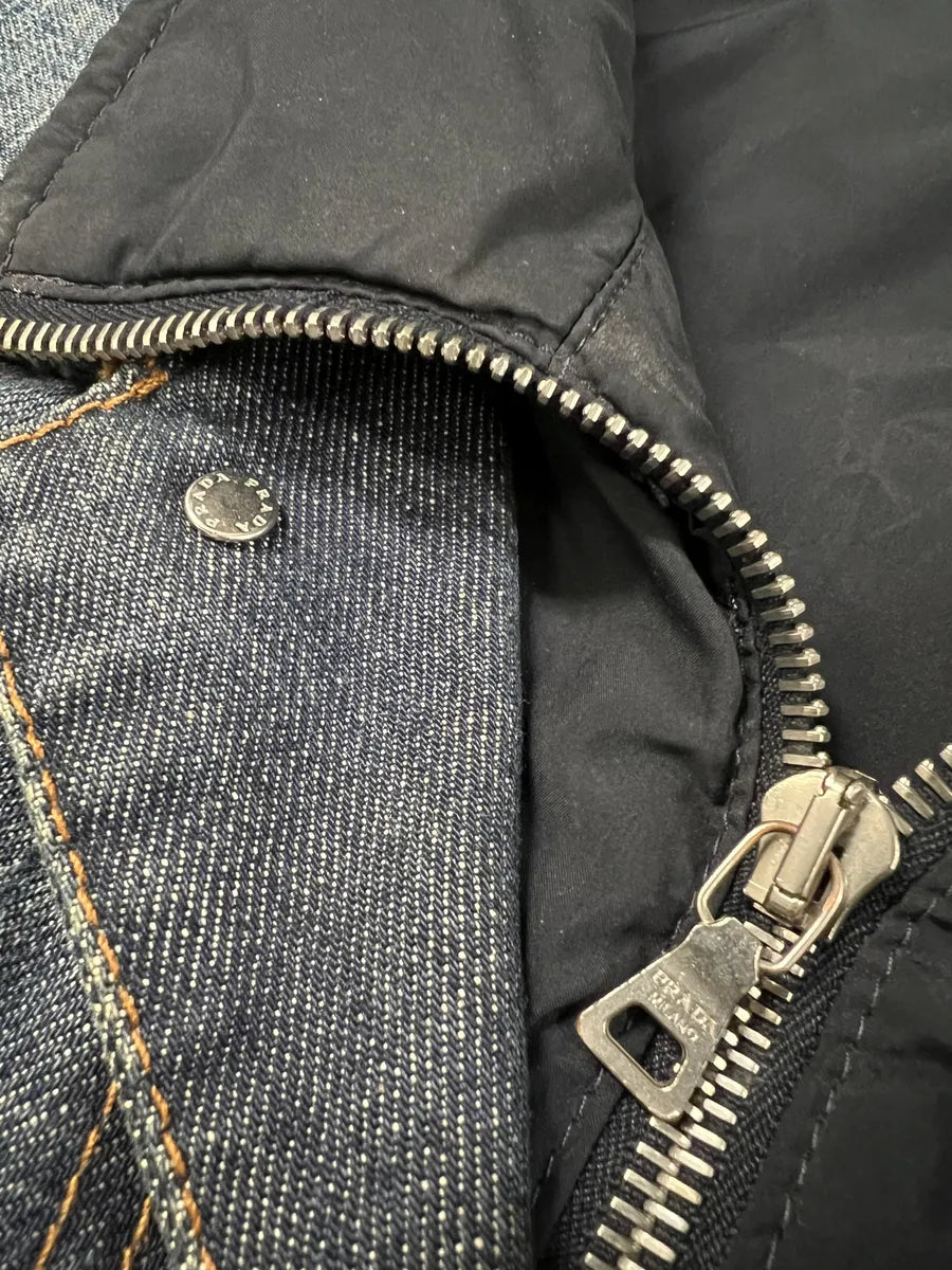 2000s Prada Nylon Lining Denim Jacket (L) 8