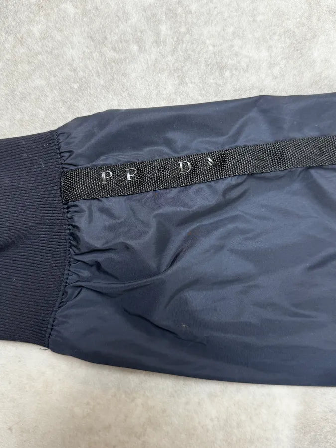 2000s Prada Nylon Navy Bomber Jacket qSDzAiN 8