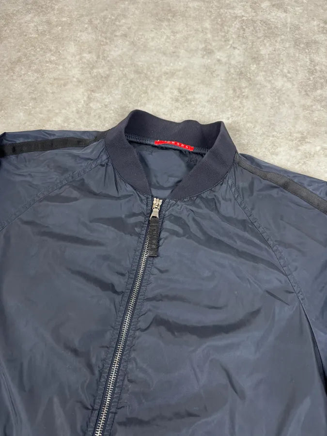 2000s Prada Nylon Navy Bomber Jacket qSDzAiN 4