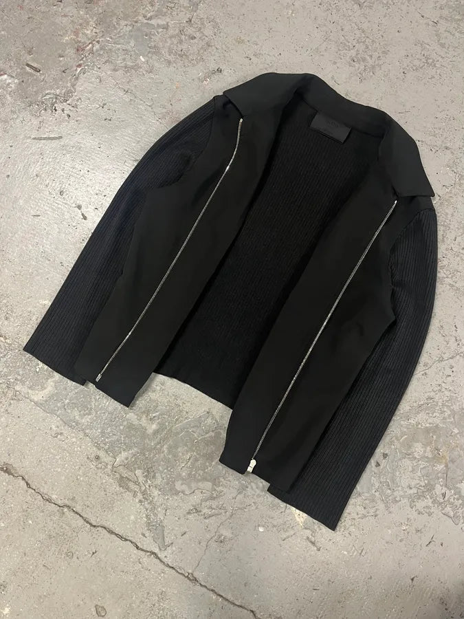 2000s Prada Obscure Black Zip-up Sweater (S/M) 4