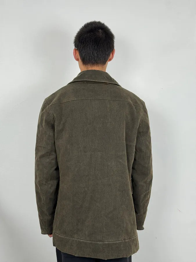 2000s Prada Olive Denim Cargo Long Jacket sojJyfL 2