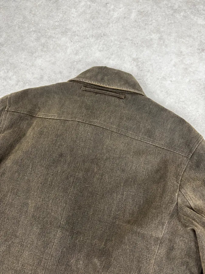 2000s Prada Olive Denim Cargo Long Jacket sojJyfL 5