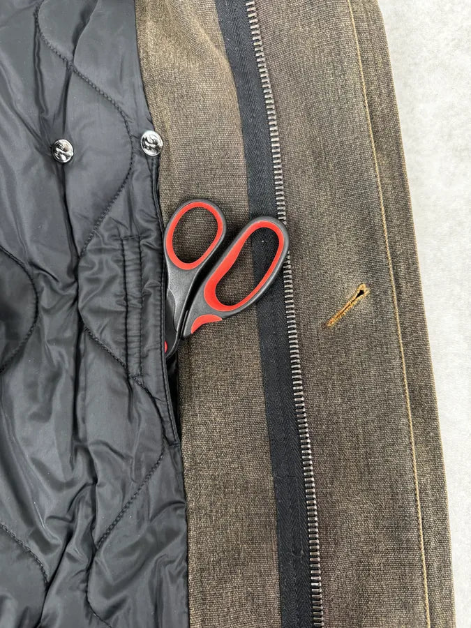 2000s Prada Olive Denim Cargo Long Jacket sojJyfL 11