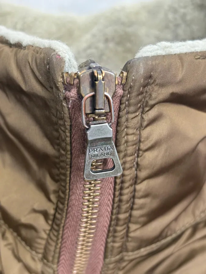 2000s Prada Khaki Nylon Puffer Bomber Jacket oEwJhzt 9