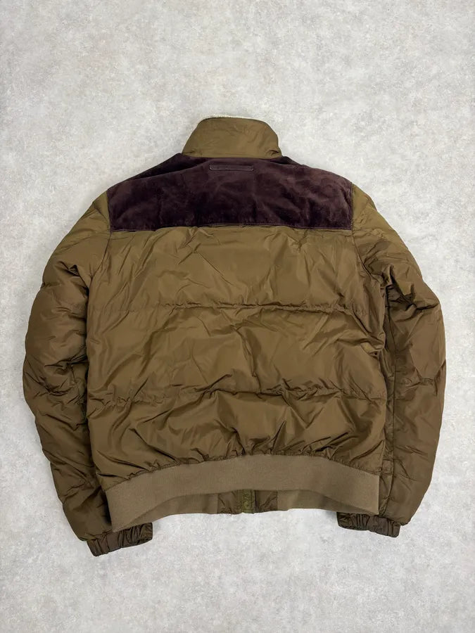 2000s Prada Khaki Nylon Puffer Bomber Jacket oEwJhzt 5