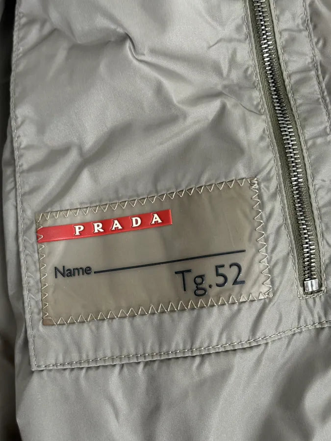 2000s Prada Khaki Nylon Puffer Bomber Jacket oEwJhzt 11