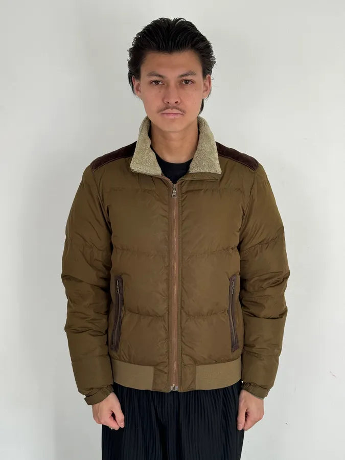 2000s Prada Khaki Nylon Puffer Bomber Jacket oEwJhzt 1