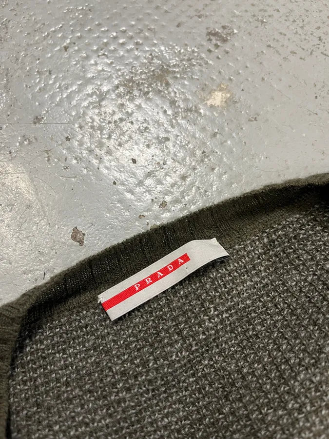 2000s Prada Olive Green V Neck Sweater INiyEml 7