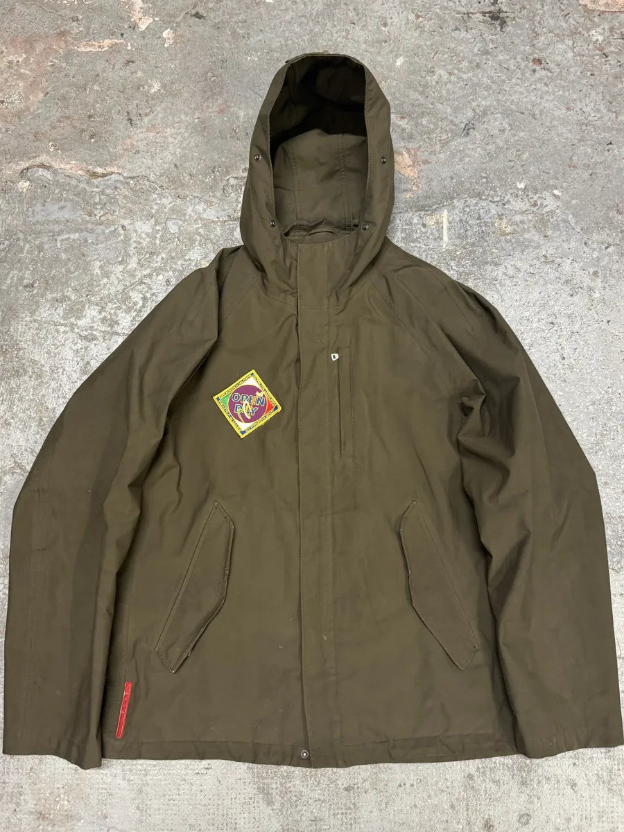 2000s Prada Olive Linea Rossa Light Hooded Jacket OqPDSSy 0